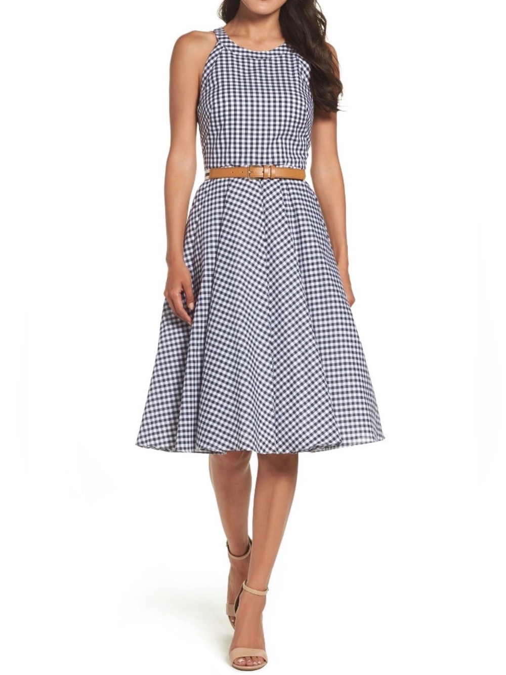 ELIZA J Gingham Fit and Flare Dress! Size 8.